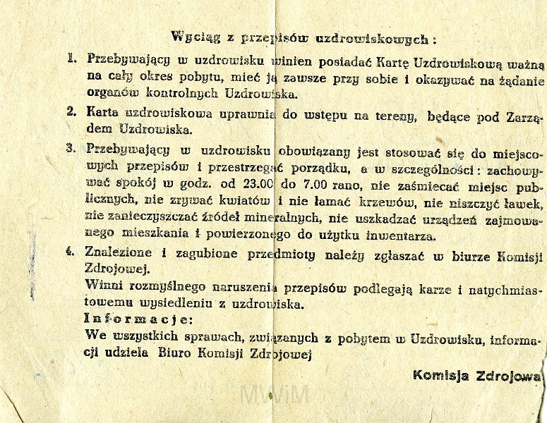 KKE 5469a.jpg - Dok. Karta uzdrowiskowa wystawiona przez Komisję Zdrowia w Dusznikach Zdroju dla Jana Małyszko, Duszniki Zdrój, 7 VI 1966 r.